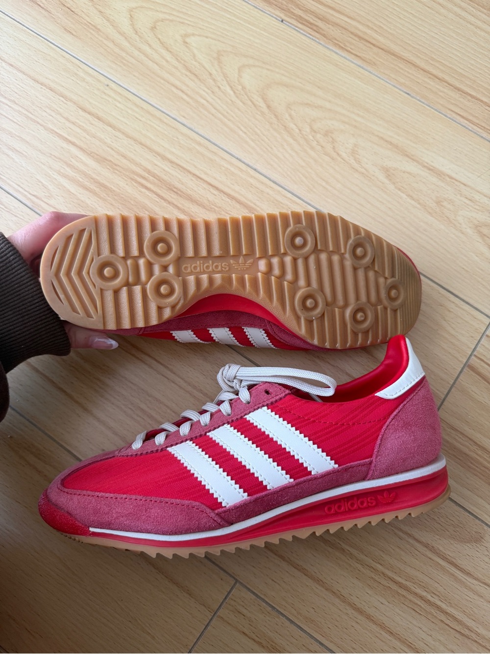 adidas Red and White Low-Top Athletic Sneakers